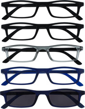 Occhiali Da Lettura Nero Matt Grigio Blu Navy Lettori Valore 4 Pacco Uomo Donna 