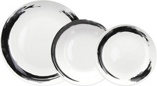 Orbital, Servizio Piatti 18 Pezzi per 6 Persone, Porcellana, Bianco/Nero