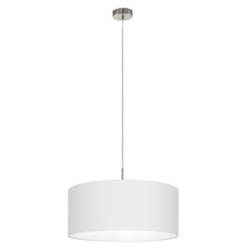 Lampadario A Sospensione Minimal Pasteri Grande Acciaio Nichel Bianco 1 Luce E27