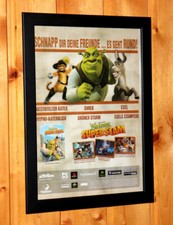 Shrek SuperSlam raro piccolo poster pagina pubblicitaria incorniciata GameCube PS2 GBA Nintendo DS