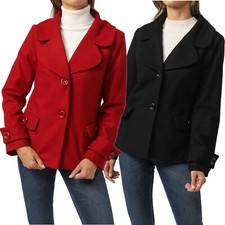 Cappotto corto con collo a risvolto donna tasche misto lana XUF .