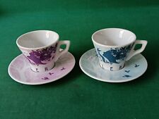 COPPIA TAZZE DA BAR CIOCCOLATA CAPPUCCINO ERACLEA PORCELLANA ROSA AZZURRO. CP65