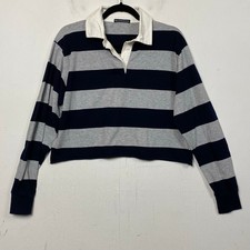 Top da rugby Brandy Melville grigio navy a righe 
