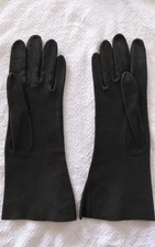 Guanti donna pelle scamosciata nera, quasi ottimi, vintage anni 60, no fodera