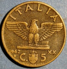Italy 5 Centesimi 1942 KM# 73