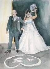 Ritratto da foto acquerello fatto a mano disegno Yulia A Korneva