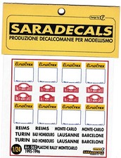 Decal 1/24 Accessori modelcar Rally plates Montecarlo 1995-96 Saradecal SD062
