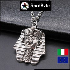 Collana Unisex Uomo Donna 70cm Pendente con Volto Argentato Faraone