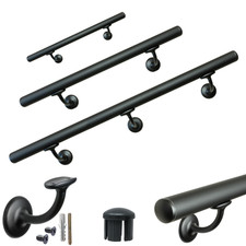 CORRIMANO A MURO PER SCALA INTERNA IN ALLUMINIO D.32MM MOD.V42R NERO