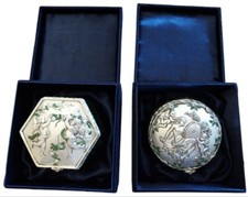 Coppia Portagioie, Porta oggetti Resina placcato Argento con Angeli