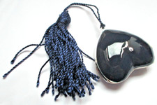 pendentif porte photo reliquaire grand cœur émail bleu marine bijou rétro 34