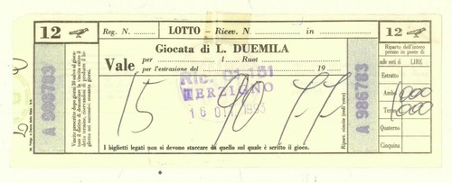 Cedola gioco del lotto - gioco,