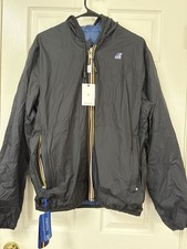 Giacca a vento impermeabile antipioggia K-Way uomo taglia XL impacchettabile nero/blu #189