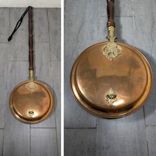 Scaldaletto Scalda Letto Vintage/Antico Rame Ottone con Manico in Legno