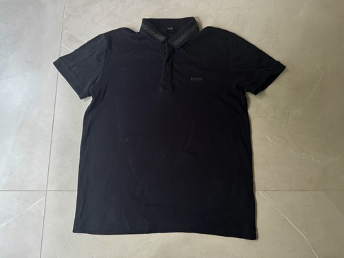 Polo boss nera con - nera, colletto