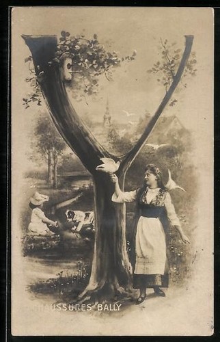 Lettera ragazza con colombe - con,