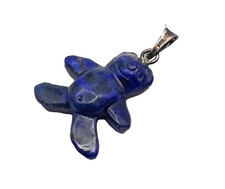 PENDENTE CIONDOLO  ORSETTO DI LAPISLAZZULI NATURALE LAVORATO A MANO ARGENTO 925