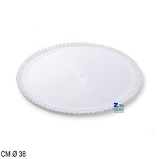 VASSOIO TRINATO TONDO DIAM. CM 38 BIANCO IN PLASTICA PER PASTICCERIA PORTATORTA