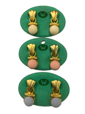 3 PAIA ORECCHINI ORO SATINATO CON PERLINA  BIGIOTTERIA VINTAGE ANNI 70-90 CM 4