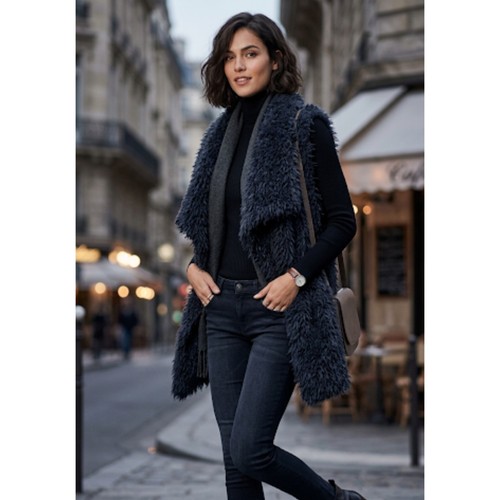 Gilet shaggy zara navy - gilet,