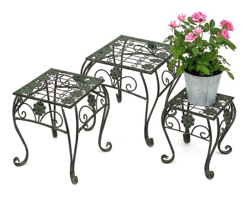 Sgabello fiori metallo verde