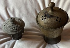 INCENSO BRUCIATORE VECCHIO VINTAGE OTTONE PESANTI COPPIA DUE
