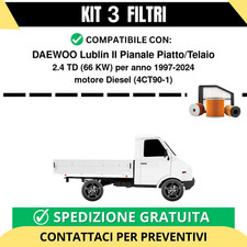 Kit 3 Filtri Tagliando per DAEWOO Lublin II Pianale Piatto/Telaio 2.4 TD 66 k...