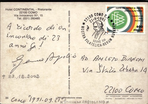 Cartolina con autografo como - cartolina,