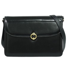 Borsa a tracolla Gucci in pelle a 2 vie nera oro vintage autentica