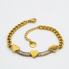 Bracciale "Venere Gioielli" in acciaio laminato cuori e zirconi Vx.25