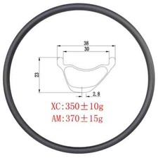 Cerchi in carbonio 29er MTB XC AM senza gancio asimmetrici 38mm larghezza 23mm profondità opachi lucidi