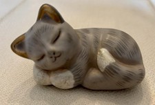 THUN NATALE GATTO GRIGIO DORMIENTE con punta coda zampe bianche RARO F.P. NO BOX