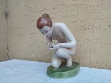 STATUA SCULTURA IN CERAMICA ANTONIO RONZAN TORINO ORIGINALE DONNA CHE BEVE