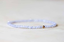 Pizzo blu agata piccole pietre preziose perline bracciale elastico gioielli...