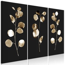 Nero oro foglie quadro su - nero,