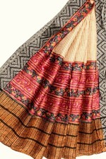 Vintage Indiano Lungo Dupatta Puro Lana Scialle Tessuto Infinito Stampato LD4941