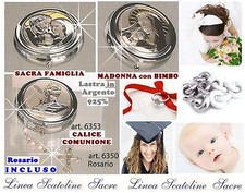 N.1 BOMBONIERA SCATOLA PORTA ROSARIO LASTRA MADONNA con BIMBO ARGENTO 925% 6352