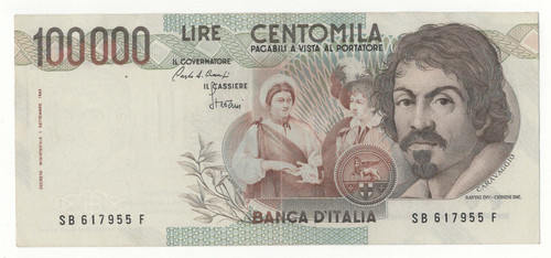 100000 lire caravaggio - lire, i°