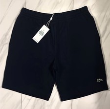 Lacoste pantaloncino uomo cotone pile logo blu navy nuovo