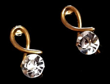 NOVITA': ORECCHINI '60s PUNTO-LUCE FIOCCO Cm.1,5 BRILLANTI, ORO GIALLO-ARGENTO!