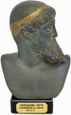 Zeus O Poseidone Antico Dio Greco Scultura Busto Statua (Museo Re/Ction)Verde