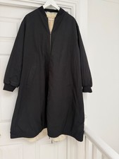 Cappotto Bomber Yves Salomon Esercito Nero con Zip Foderato in Pelliccia Taglia 40 ��M/L
