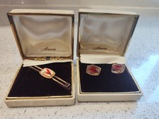 Anson Set Gemelli e Fermacravatta Vintage con Disegno Flyfish