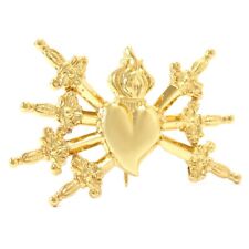 Cuore Madonna Addolorata in Ottone Dorato per Statue 7x10 cm Made in Italy