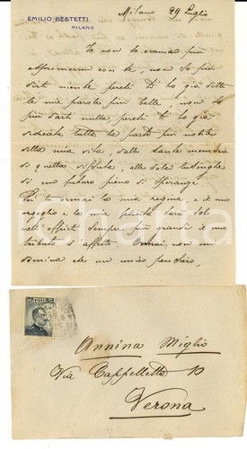 1908 milano lettera emilio - milano,