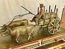 RARO PORTASIGARETTE O ALTRO VINTAGE OTTONE/ BRONZO ANTICO CARRO 1900 BELLISSIMO
