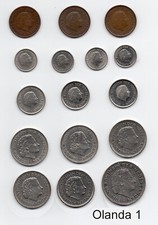Lotto 27 monete OLANDA PAESI BASSI: 5  10 e 25 cent - 1  2,5 e 5 Gulden