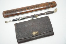 Set pipa e contenitore in pelle giapponese tabacco irlandese antico...