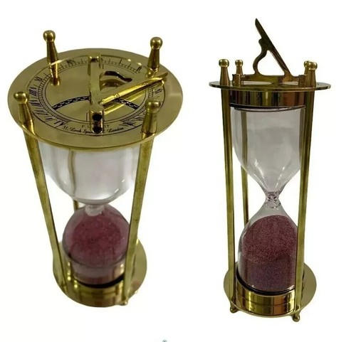Vintage brass sand timer with - sand,