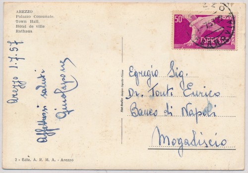 Italia 1957 cartolina arezzo - italia,